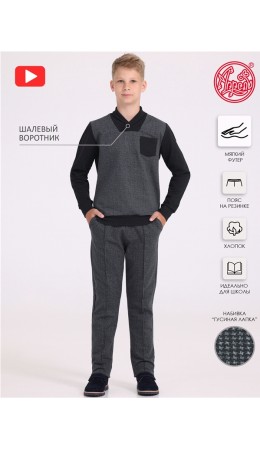 пуловер+брюки 2ПДБ5670858н; гусиная лапка мелкая серый+антрацит