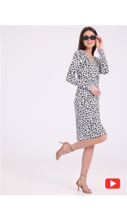 платье 1ЖПД3732804н; черный леопард на белом