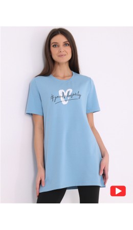 футболка 1ЖДТК4477804; серо-голубой250 / Сердце с хэштегом