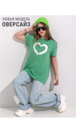 футболка 1ДДФК4512001; ярко-зеленый257 / Сердце кистью