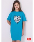 платье 1ДПК4284001; яркая бирюза55 / Принтованное сердце
