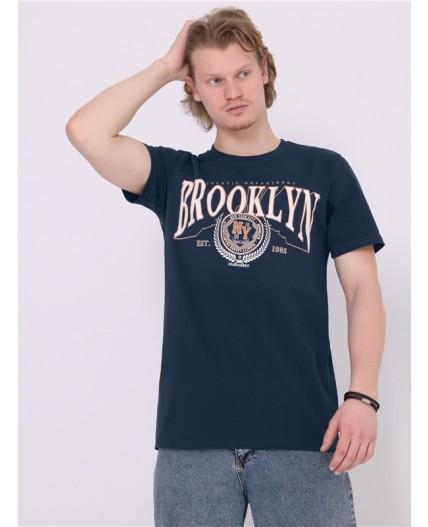 футболка 1МДФК4525006; темно-синий77 / Бруклин надпись
