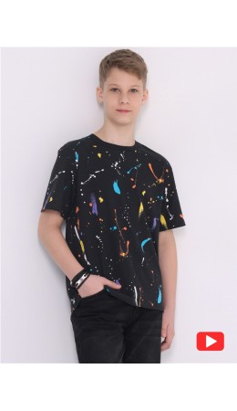 футболка 1ПДФК4333001н; цветные брызги краски+черный