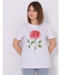 футболка 1ЖДФК3298001; белый / Роза акварель