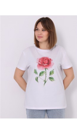 футболка 1ЖДФК3298001; белый / Роза акварель