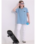 футболка 1ДДФК4515001; серо-голубой250 / Кот и рыба вышивка