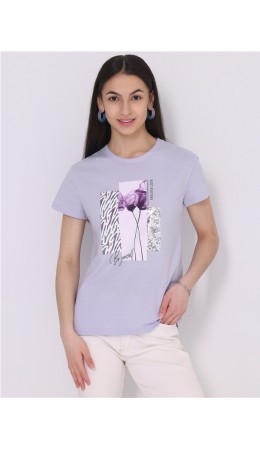 футболка 1ЖДФК2657001; светло-сиреневый248 / Фиолетовые цветы