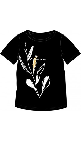 футболка 1ЖДФК3298001; черный / Веточка с надписью