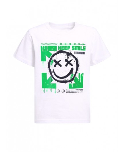 футболка 1ПДФК4333001; белый / Смайл и стрелы