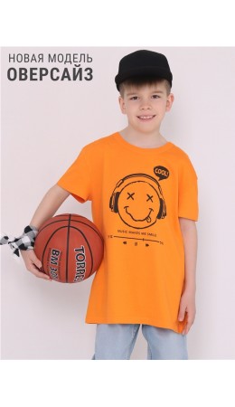 футболка 1ПДФК4518001; ярко-оранжевый267 / Смайл в наушниках