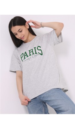 футболка 1ЖДФК4442002; светло-серый / Paris надпись