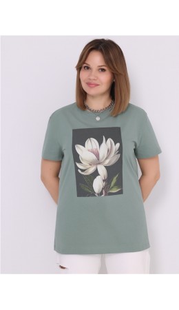 футболка 1ЖДФК3298001; серо-зеленый113 / Восточный цветок