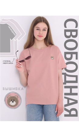 футболка 1ДДФК4434001; светло-розовый245 / Мишка вышивка