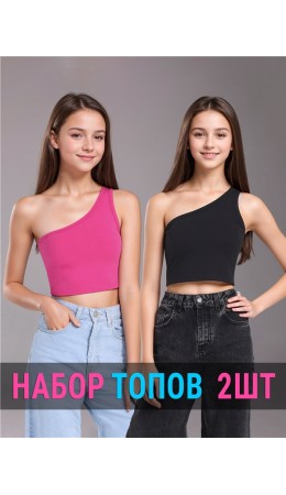 2топа 2ДНМ5727804; черный+ярко-розовый12