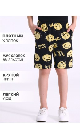шорты 1ПШК4706804н; желтые смайлы на черном