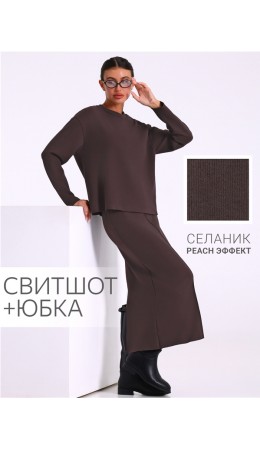 свитшот+юбка 2ЖСЮ5803301; темно-коричневый301