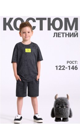 футболка+шорты 2ПФШ5912804н; варенка темно-серый / Яркая рамка