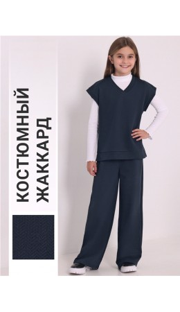жилет+брюки 2ДЖБ5711176; твид черный+темно-синий