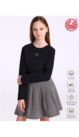 лонгслив 1ДДЛД3569001; черный / Контурное сердечко