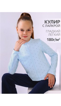лонгслив 1ДДЛД4501804н; темно-синий горох 2 на светло-голубом