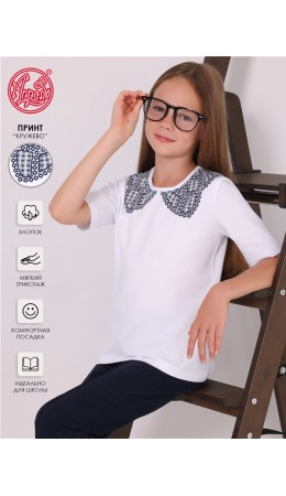 футболка 1ДДФК1568804; белый / Воротник бабочка