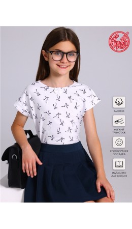 футболка 1ДДФК4108804н; темно-синие бантики на белом