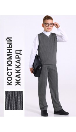 жилет+брюки 2ПДБ4160176; твид черный+серый