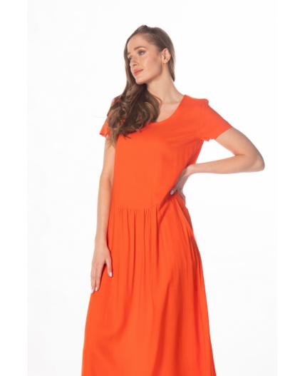 171223/1 Платье с заниженной талией штапель оранжевый