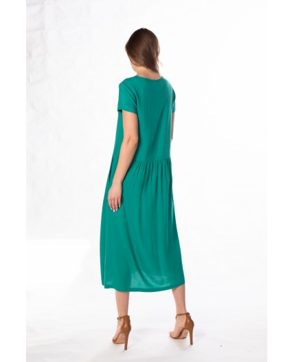 171223/1 Платье с заниженной талией штапель зеленый