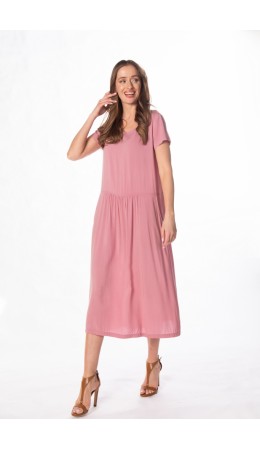 171223/1 Платье с заниженной талией штапель розовый