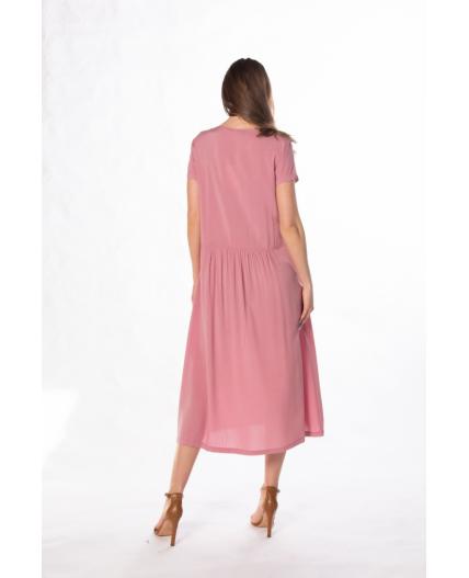 171223/1 Платье с заниженной талией штапель розовый