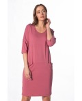 180005 Платье-туника рукав 3/4 с карманами,вс розовый