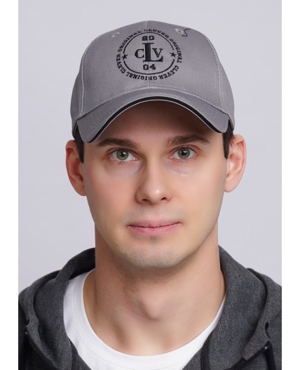 CLE Бейсболка 13 кант CLV х/б  (GK1604-1001 кепка с козыр), серый/чёрный