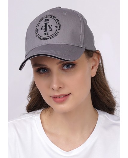 CLE Бейсболка 13 кант CLV х/б  (GK1604-1001 кепка с козыр), серый/чёрный