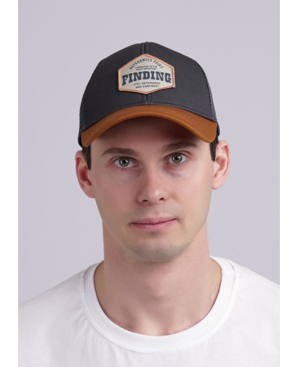 CLE Бейсболка 38 сетка (GK1605-1001 кепка с козыр), т.серый/коричневый