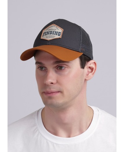 CLE Бейсболка 38 сетка (GK1605-1001 кепка с козыр), т.серый/коричневый