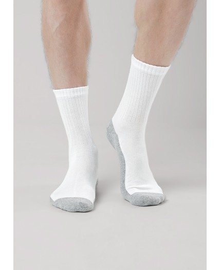CLE Носки муж.S313П спорт махра плюш, белый/меланж серый