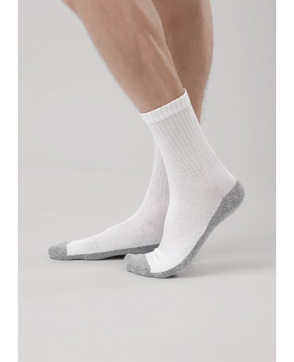 CLE Носки муж.S313П спорт махра плюш, белый/меланж серый