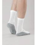 CLE Носки муж.S313П спорт махра плюш, белый/меланж серый