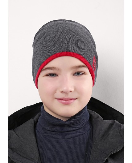 CLE Шапка дет. 554325ха, меланж т.серый/красный