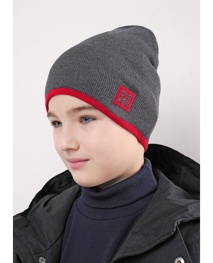 CLE Шапка дет. 554325ха, меланж т.серый/красный
