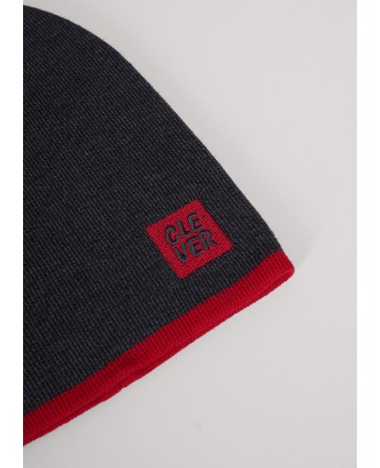 CLE Шапка дет. 554325ха, меланж т.серый/красный
