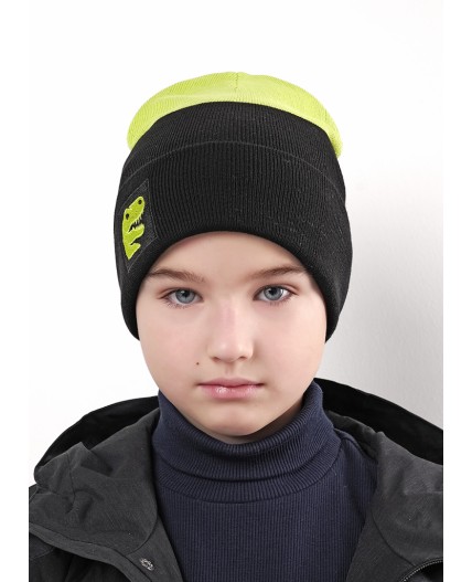 CLE Шапка дет. 554332ха, чёрный/салатовый