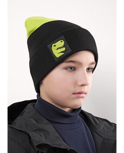 CLE Шапка дет. 554332ха, чёрный/салатовый