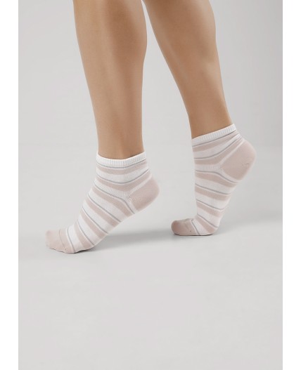 CLE Носки жен.Д5503 fashion база хл+эл, белый/св.бежевый