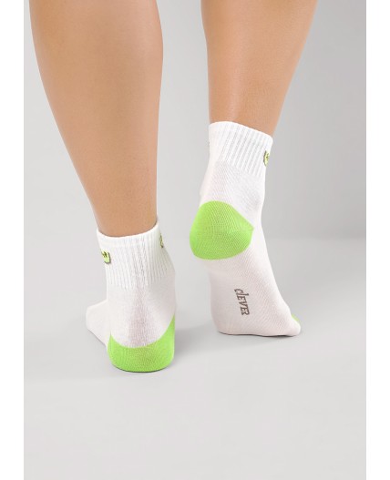 CLE Носки жен.Д5549 витаминка хл+эл, белый/салатовый