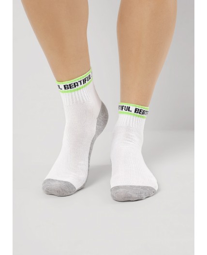 CLE Носки жен.Д5547 витаминка хл+эл, белый/салатовый