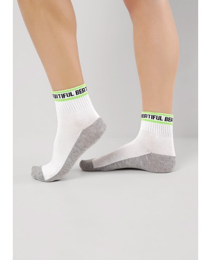 CLE Носки жен.Д5547 витаминка хл+эл, белый/салатовый