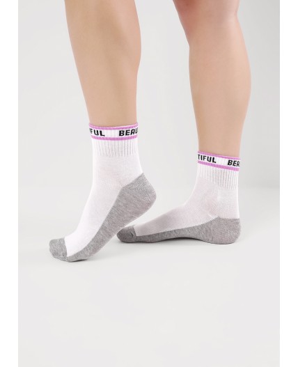 CLE Носки жен.Д5547 витаминка хл+эл, белый/т.розовый