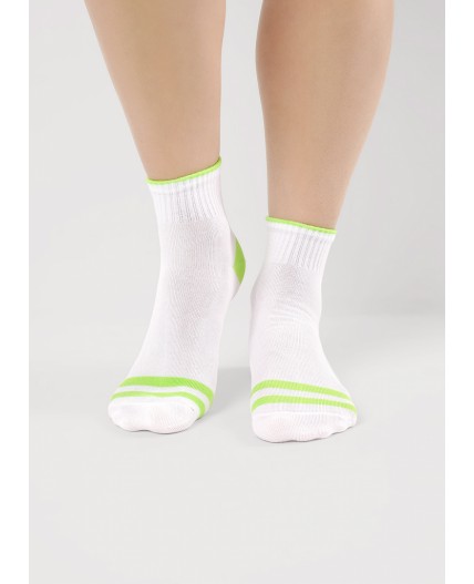CLE Носки жен.Д5548 витаминка хл+эл, белый/салатовый